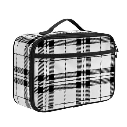 White And Black Tartan Pattern Print Portable Lunch Bag