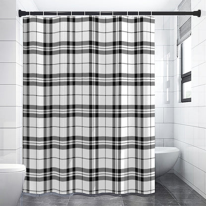 White And Black Tartan Pattern Print Premium Shower Curtain