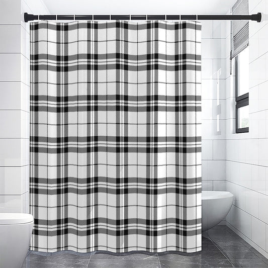 White And Black Tartan Pattern Print Premium Shower Curtain