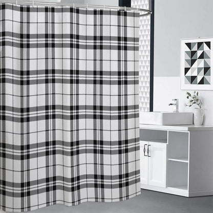 White And Black Tartan Pattern Print Premium Shower Curtain