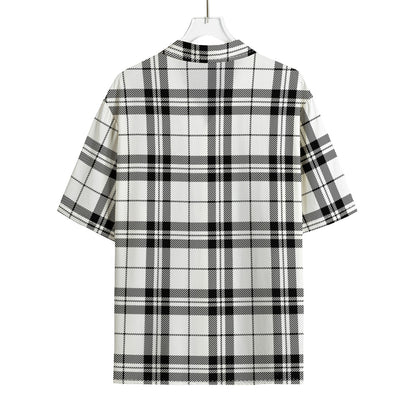 White And Black Tartan Pattern Print Rayon Hawaiian Shirt