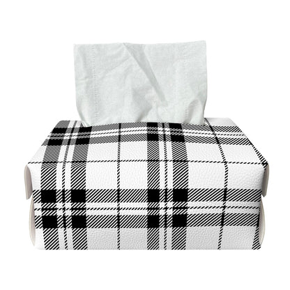 White And Black Tartan Pattern Print Rectangle Tissue Box Cover