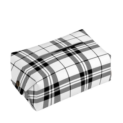 White And Black Tartan Pattern Print Rectangle Tissue Box Cover