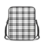 White And Black Tartan Pattern Print Rectangular Crossbody Bag