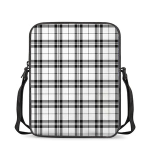 White And Black Tartan Pattern Print Rectangular Crossbody Bag