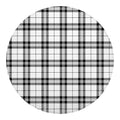 White And Black Tartan Pattern Print Round Blanket