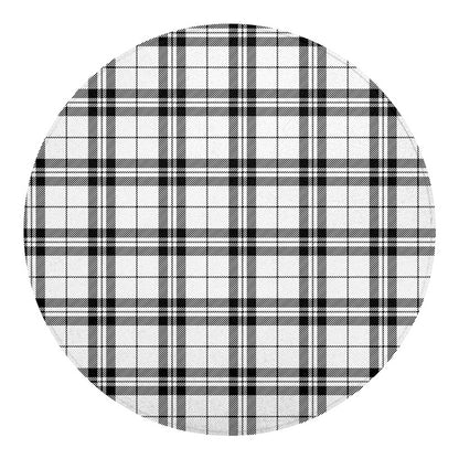 White And Black Tartan Pattern Print Round Blanket