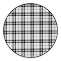 White And Black Tartan Pattern Print Round Floor Mat
