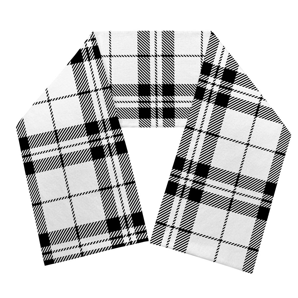 White And Black Tartan Pattern Print Scarf
