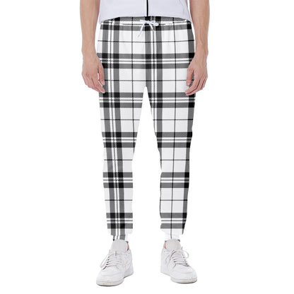 White And Black Tartan Pattern Print Scuba Joggers