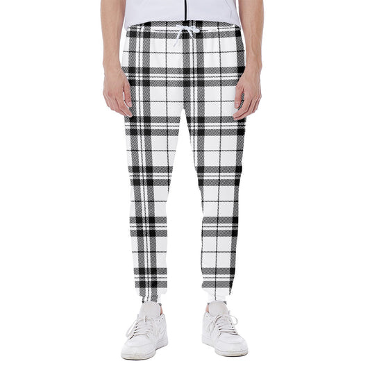 White And Black Tartan Pattern Print Scuba Joggers