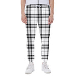 White And Black Tartan Pattern Print Scuba Joggers