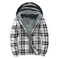 White And Black Tartan Pattern Print Sherpa Lined Zip Up Hoodie