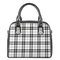 White And Black Tartan Pattern Print Shoulder Handbag