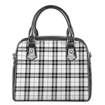 White And Black Tartan Pattern Print Shoulder Handbag