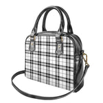 White And Black Tartan Pattern Print Shoulder Handbag