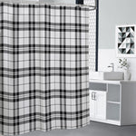White And Black Tartan Pattern Print Shower Curtain