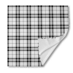 White And Black Tartan Pattern Print Silk Bandana