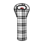 White And Black Tartan Pattern Print Single Neoprene Wine Tote