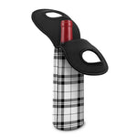 White And Black Tartan Pattern Print Single Neoprene Wine Tote