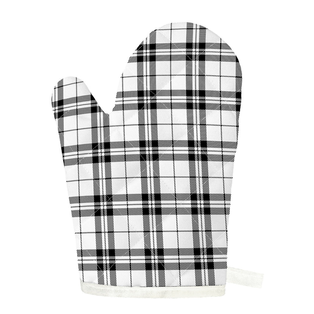 White And Black Tartan Pattern Print Single Oven Mitt