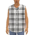 White And Black Tartan Pattern Print Sleeveless Baseball Jersey