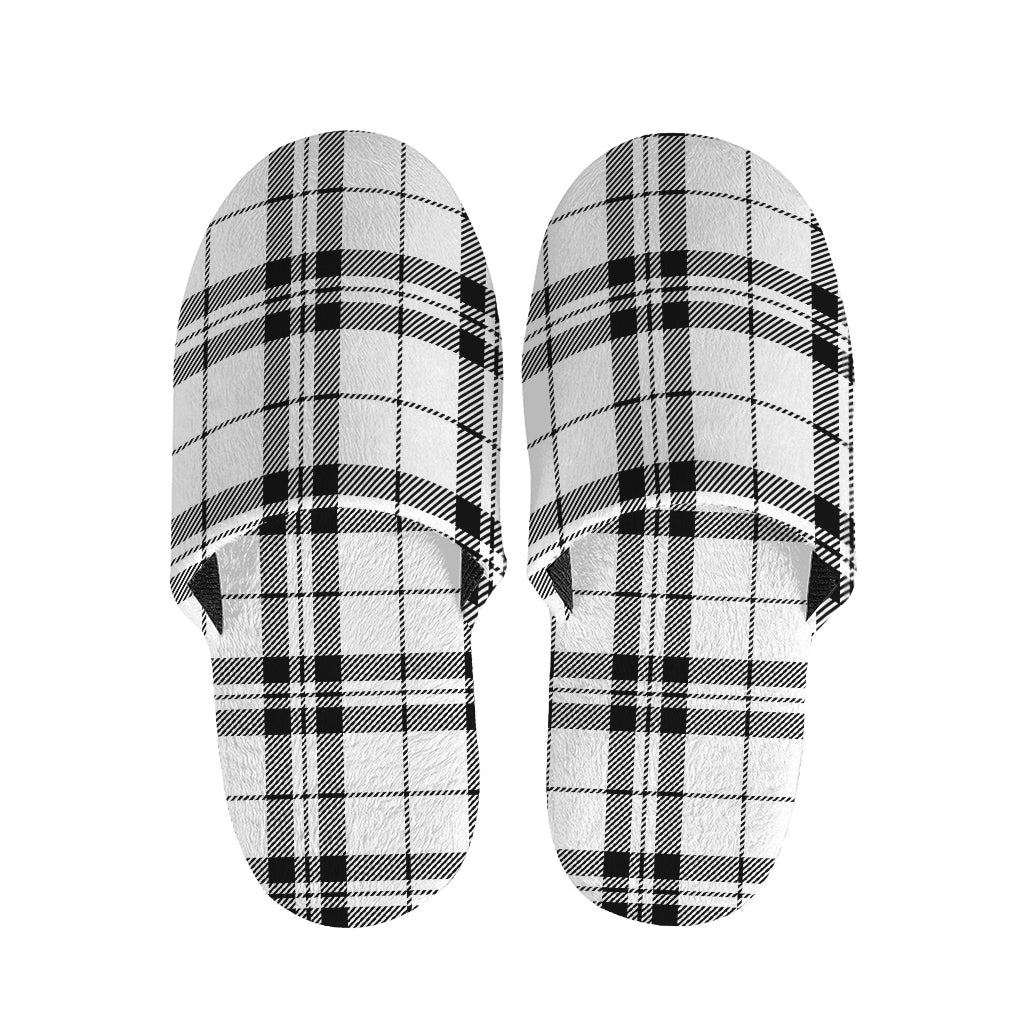 White And Black Tartan Pattern Print Slippers