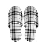 White And Black Tartan Pattern Print Slippers