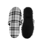 White And Black Tartan Pattern Print Slippers
