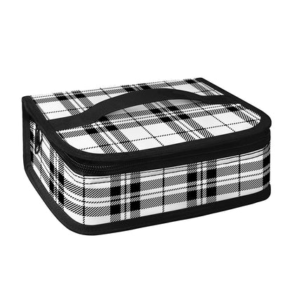 White And Black Tartan Pattern Print Small Lunch Bag
