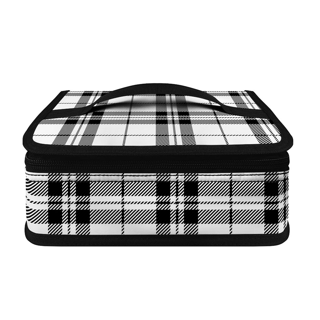 White And Black Tartan Pattern Print Small Lunch Bag