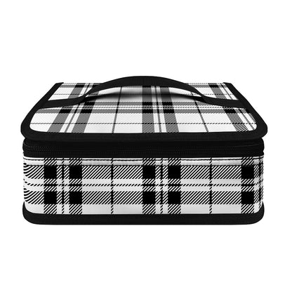 White And Black Tartan Pattern Print Small Lunch Bag