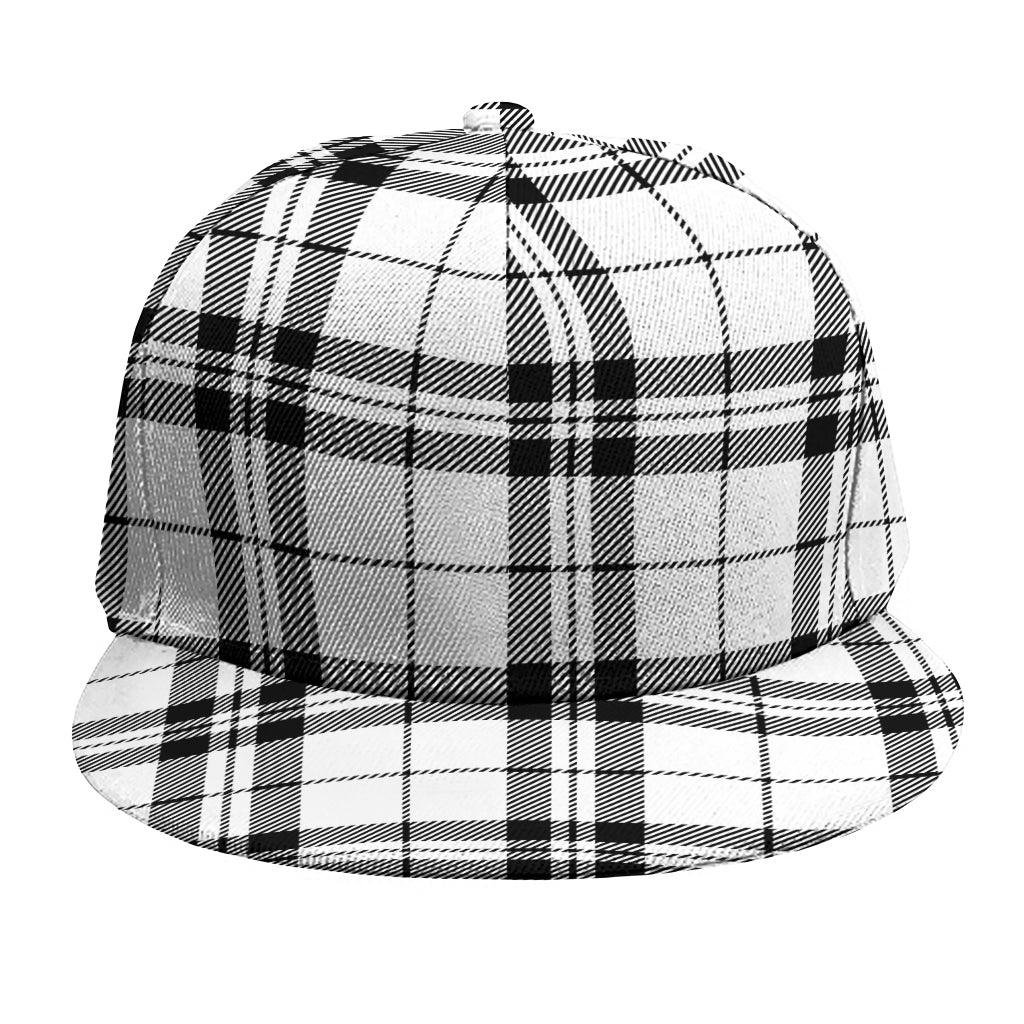 White And Black Tartan Pattern Print Snapback Cap