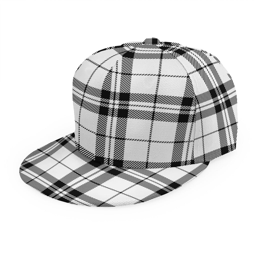 White And Black Tartan Pattern Print Snapback Cap