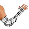 White And Black Tartan Pattern Print Sun Protection Arm Sleeves
