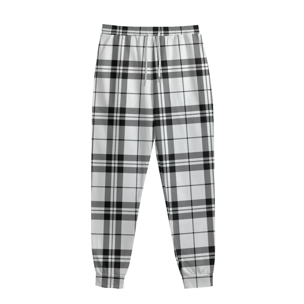 White And Black Tartan Pattern Print Sweatpants