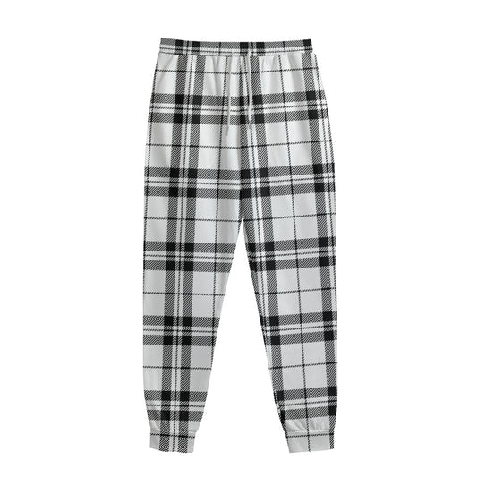 White And Black Tartan Pattern Print Sweatpants