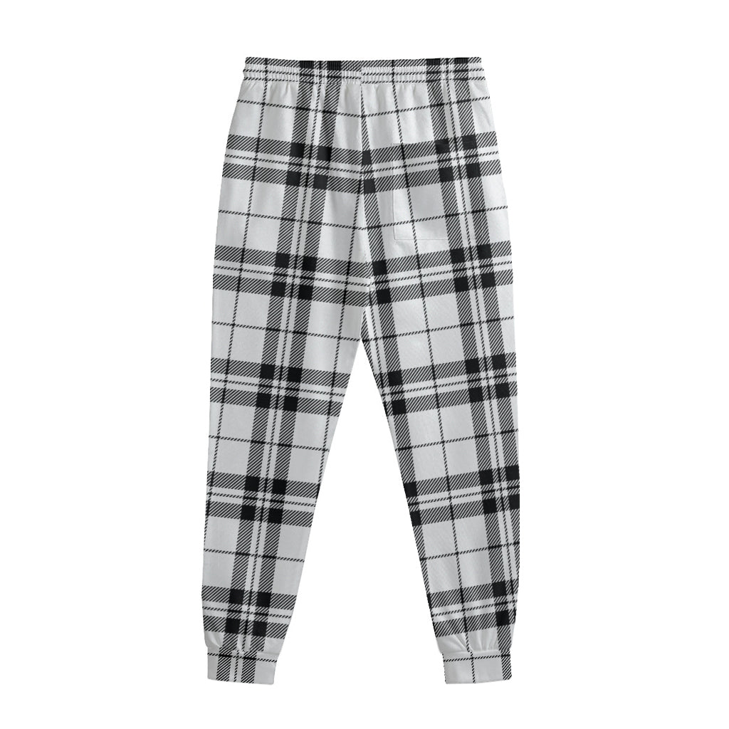 White And Black Tartan Pattern Print Sweatpants