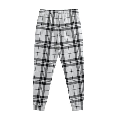 White And Black Tartan Pattern Print Sweatpants