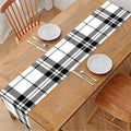 White And Black Tartan Pattern Print Table Runner