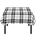 White And Black Tartan Pattern Print Tablecloth