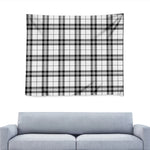 White And Black Tartan Pattern Print Tapestry