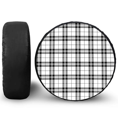White And Black Tartan Pattern Print Tire Cover