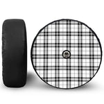 White And Black Tartan Pattern Print Tire Cover With Camera Hole
