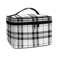 White And Black Tartan Pattern Print Travel Makeup Bag