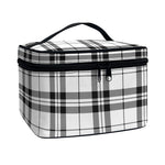 White And Black Tartan Pattern Print Travel Makeup Bag