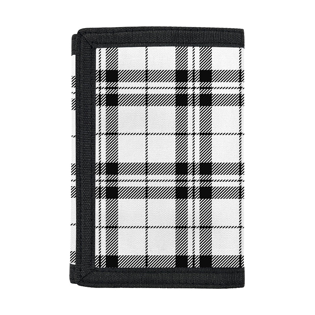 White And Black Tartan Pattern Print Trifold Wallet