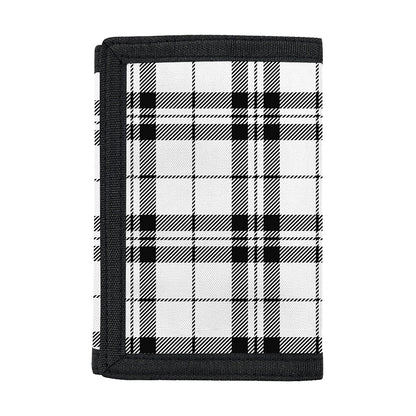White And Black Tartan Pattern Print Trifold Wallet