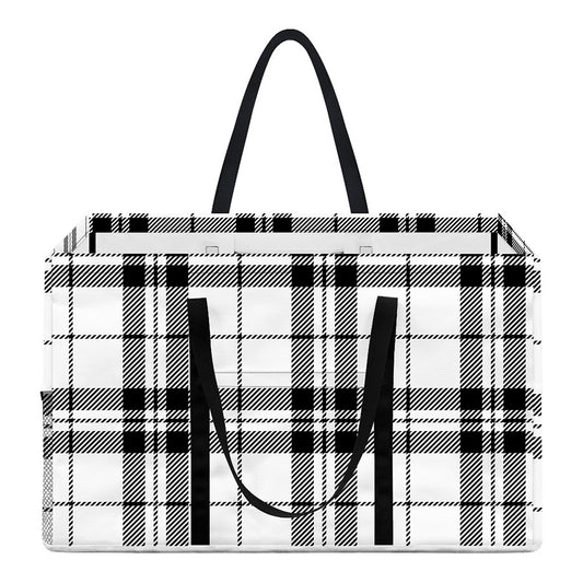 White And Black Tartan Pattern Print Utility Tote Bag
