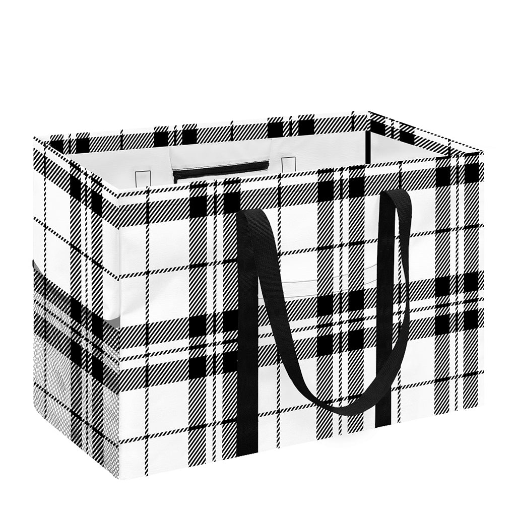 White And Black Tartan Pattern Print Utility Tote Bag
